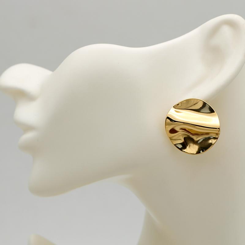 Stainless Steel Hammered Post Earrings For Women Fashion Zircon Daily Accessories Wholesales Gifts Geometric Punk Trendy MQF003