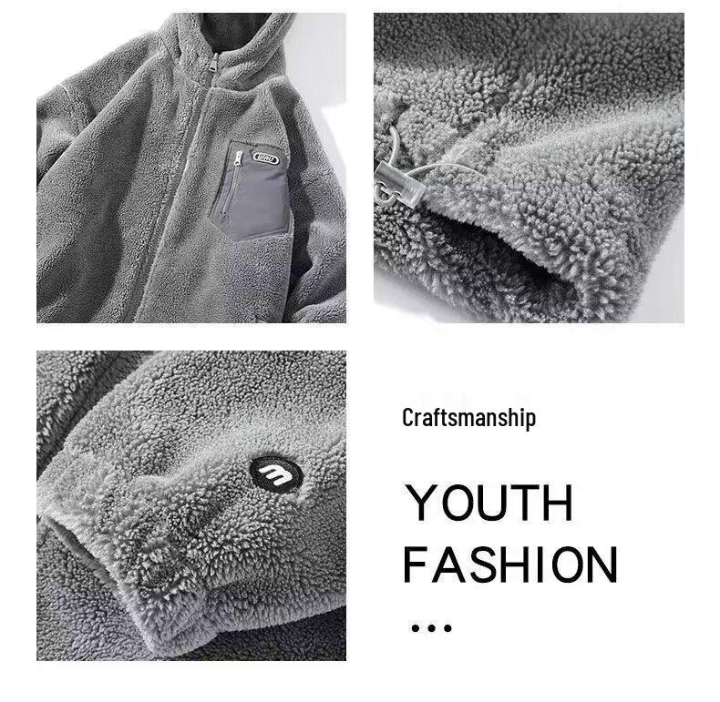 2024 Boys' Winter Cotton-Padded Lambskin Sports Jacket: Thick, Warm, Trendy & Handsome