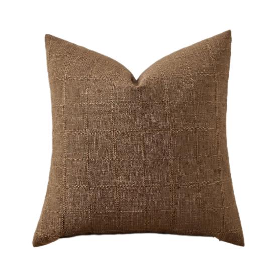 

Наволочка из хлопка и льна, скандинавский стиль, дышащая ткань, клетчатый жаккардовый дизайн, наволочка, универсальный домашний декор 45x45cm темно-коричневого