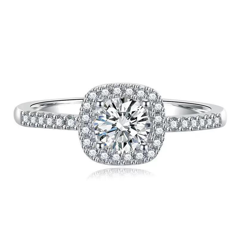 Pang Dong Lai Moissanite Square Sugar Ring: Luxurious Four-Claw, 1-Carat Ring for Girls