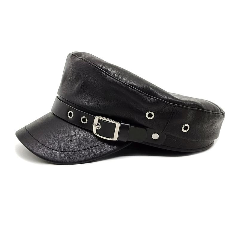 PU Painter Hat Flat Hat British Beret for Dating Photography Cabbie Headwear Painter Hat with Star Grommet Hat