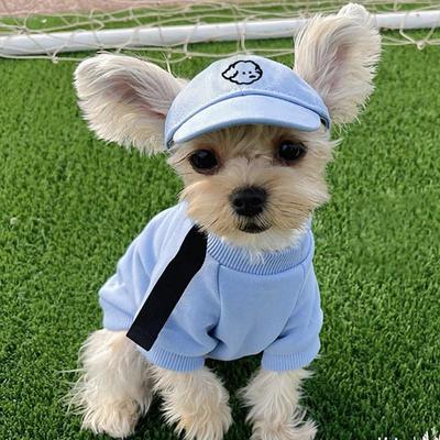 Adjustable Pet Baseball Cap with Ear Holes Cotton Outdoor Sun Hat Cute Small Dogs and Cats Embroidery Cap for Corgi Teddy Puppy
