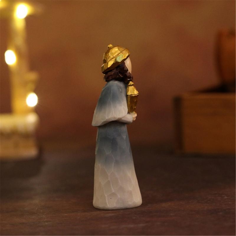 Christmas Nativity Figurines Holy Family Figure with Donkey Nativity Figure,Table Ornament Religious Christmas Decors