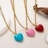 European Minimalist Heart Necklace: Titanium Steel, Colorfast, Drip Glaze, Retro 18K Gold Electroplated