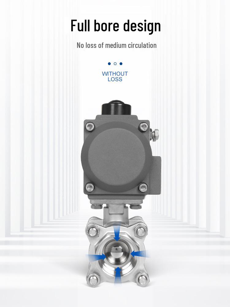 Q611F-16P Stainless Steel 304 Three-Piece Pneumatic Actuated Threaded Ball Valve