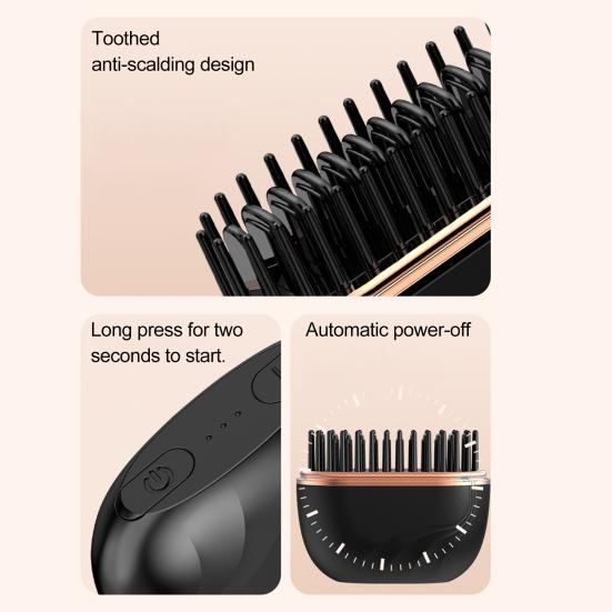 Mini kartáč na žehlení vlasů 3 nastavitelné teplotní režimy Dobíjecí Přenosný Cestovní Lehký Rychlé nahřívání Horký hřeben Elektrický kartáč na úpravu vlasů