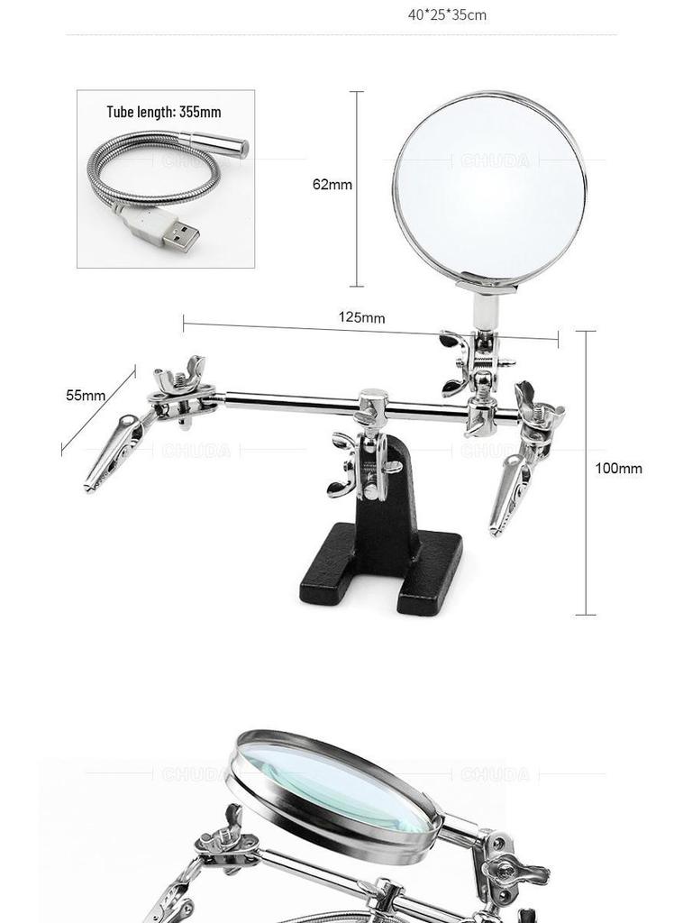 60mm Mechanical Soldering Iron Kit with LED and Magnifier
