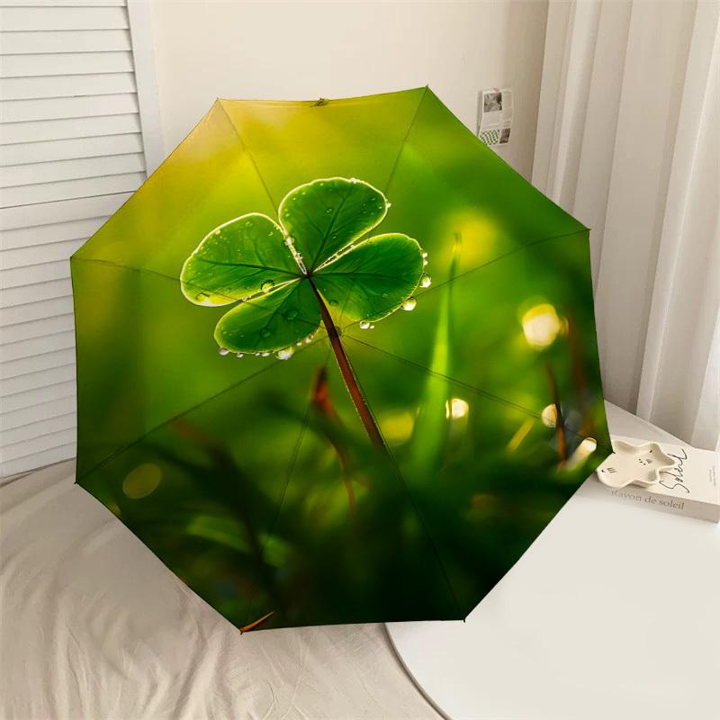 

1pc clover leaf Automatic Open/Close Umbrella Compact Folding Umbrella with 8-Rib Shaft for Women/Men, Elegant Birthday1291S