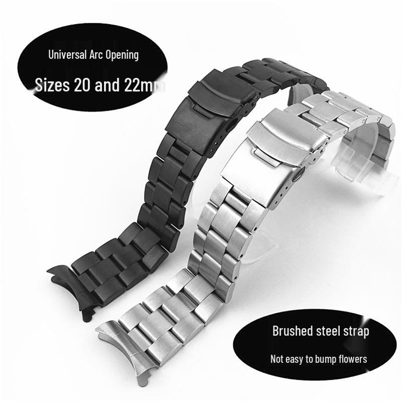 

Curved End Stainless Steel Diver Watch Strap with Solid Brushed Buckle (18mm, 20mm, 22mm, 24mm) 20mm