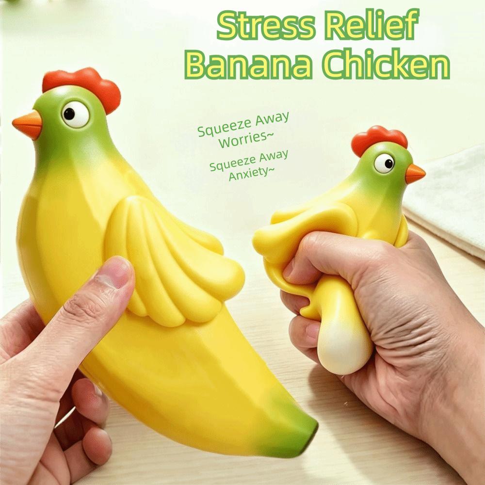 Squeezable Banana Chicken Toy Stretchy Chicken Squeeze Toy Cute Squishy Pinch Le  Kids and Adults