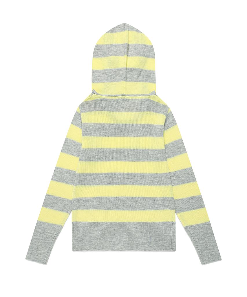 CAVISH W U Neck Striped Star Knit Hoodie Yellow(Cv2Fffk601A)