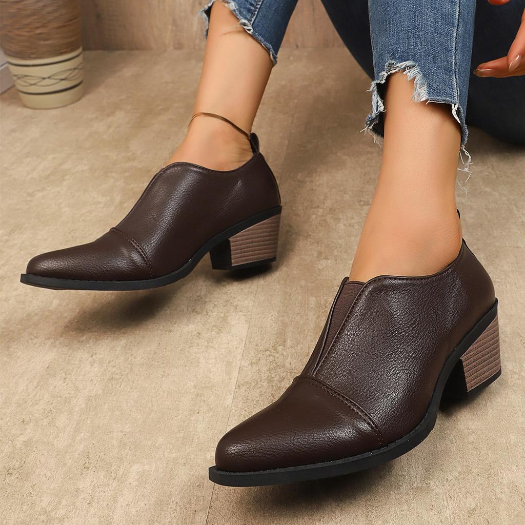 Scarpe elastiche a punta western con tacco spesso taglia grande Chelsea piccole scarpe in pelle Capodanno