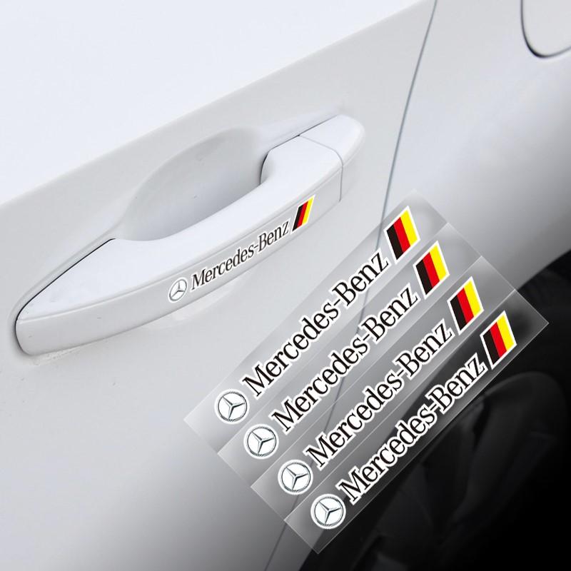 4Pcs Car Door Handle Stickers Body Vinyl Stickers Decals Accessories For Mercedes Benz AMG W204 C260 E300L A200L S400L GLA/S/E/C HV6