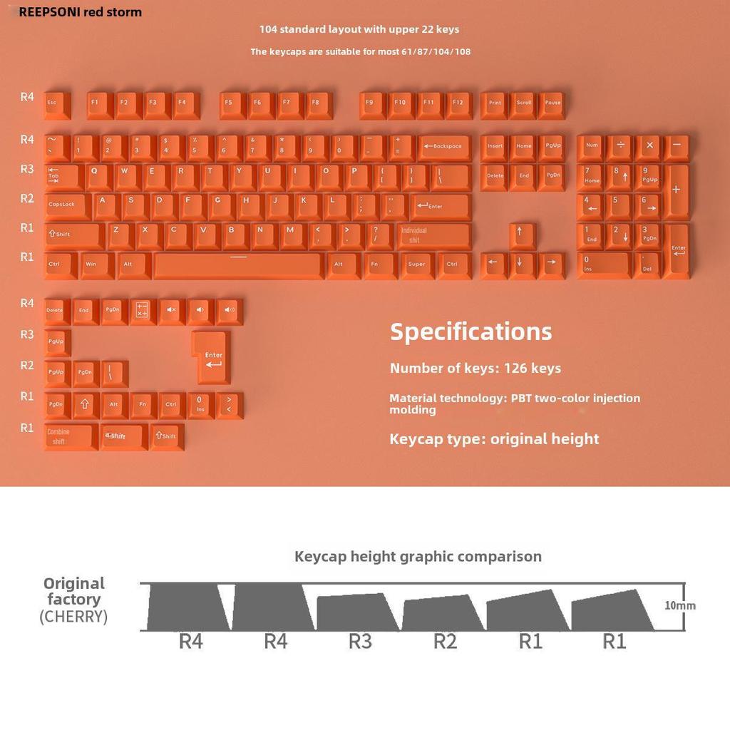 126-klawiszowe dwukolorowe nakładki na klawisze PBT do klawiatur mechanicznych