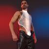 Body da Uomo Sexy in Rete con Scollo all'americana Trasparente Top con Tasca a U Rilievo Collant Schiena Svuotata Top Erotico Uomo Taglio Tanga Leotard