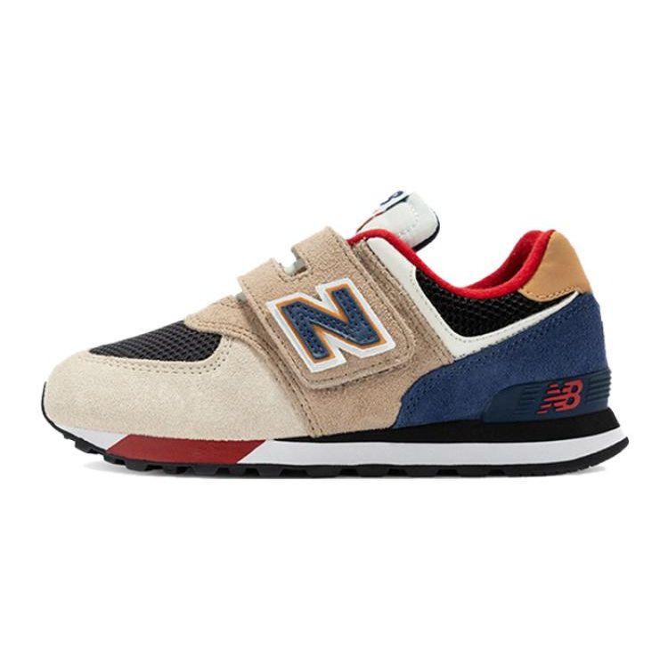 New Balance NB 574 Series Velcro Comfortable Breathable Support Durable Low Top Running Shoes Kids sneaker Brown Blue PV574LC1