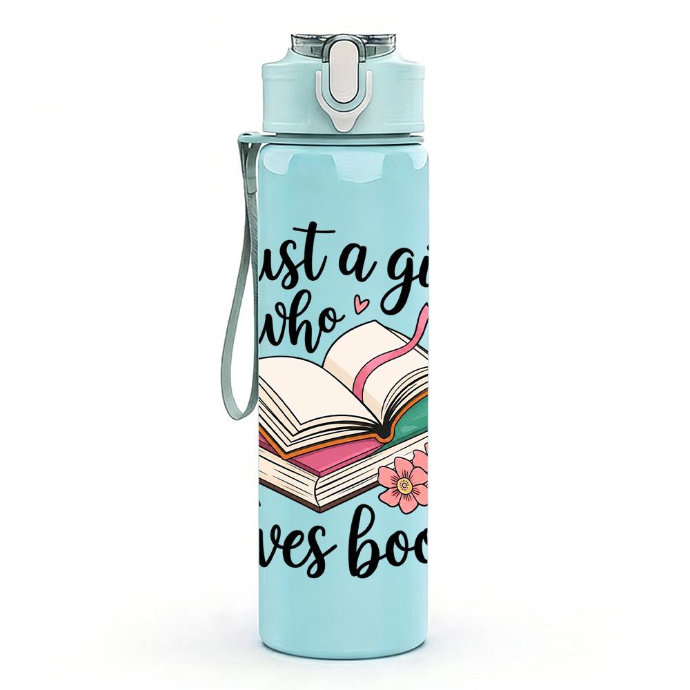1PC Book Lover Girl Quote 750ml Color Plastic Sports Water Bottle Leakproof Flip Straw Lid Suitable for Sports Office Home Use