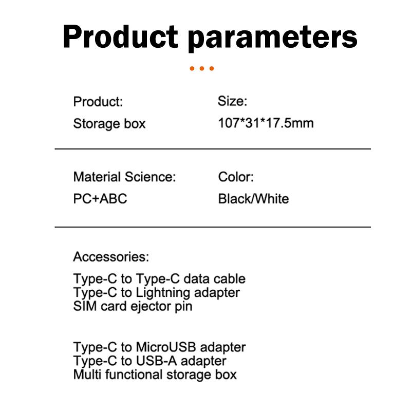 PD60W USB C To Type C Cable For IPhone 15 Pro Max Xiaomi Fast Charging Travel Multi Functional USB Adapter SD Card Storage Box