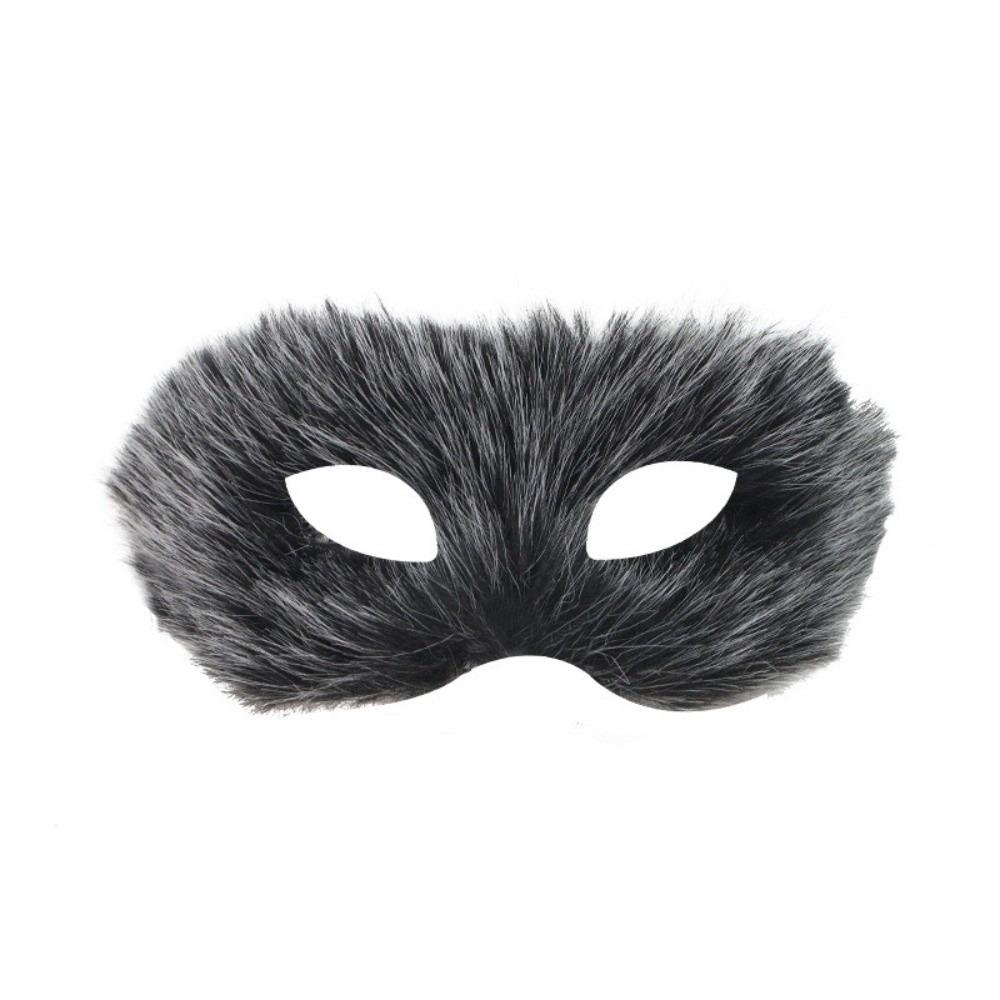 Long Furry Plush Cat Mask Animal Masquerade Mask Simple Half Face Mask  Male Female