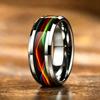 Luxury Red Opal & Meteorite Inlay Rings for Men Women, Fashion 8mm CopperColor Men Stainless Steel Rings, Wedding Band Jewelry