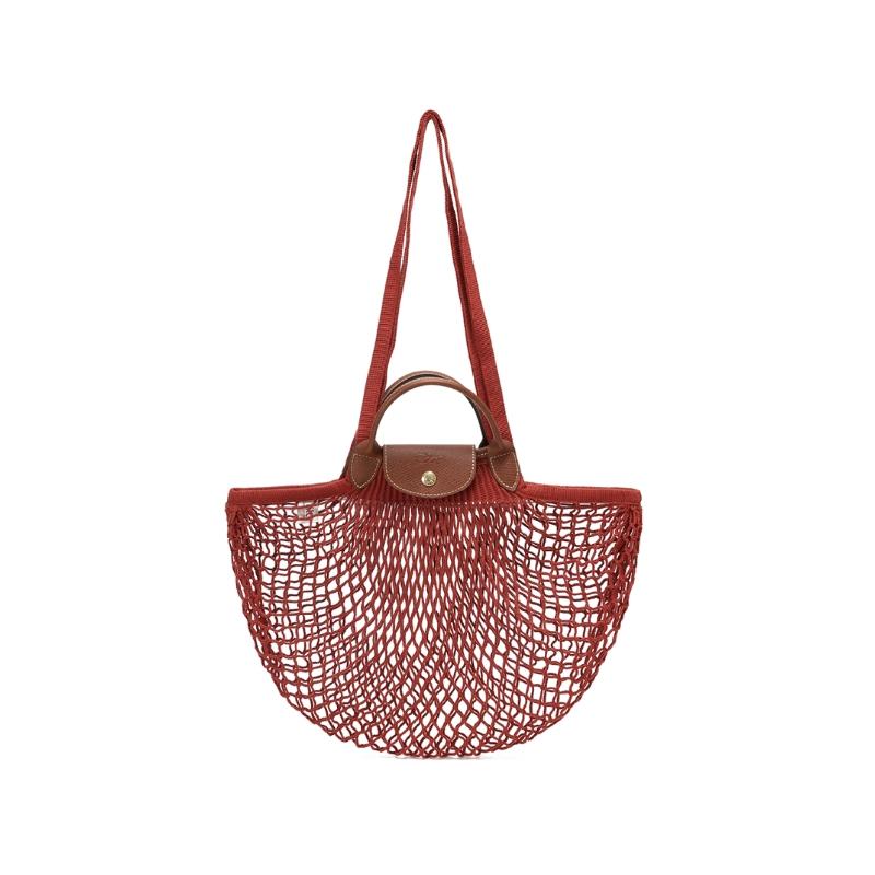 

Longchamp Le Pliage Filet Woven Hollow Design Fabric Net Bag Tote Crossbody Shoulder Bag Large Women Bags Chestnut 10121HVH204 Basic Set (Bag)