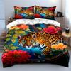 Leopard Floral Art Decoration Set Multiple Sizes Kid'S And Adults' Bedroom Exquisite 3Pc Bedding Set, Gift