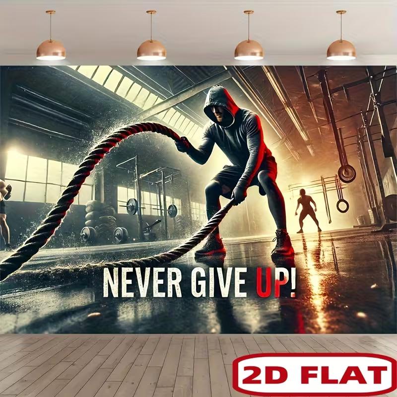 2D Nie Aufgeben Fitnessstudio Kulisse Motivierender Fitness Fotografie Hintergrund für Heim-Fitnessstudio