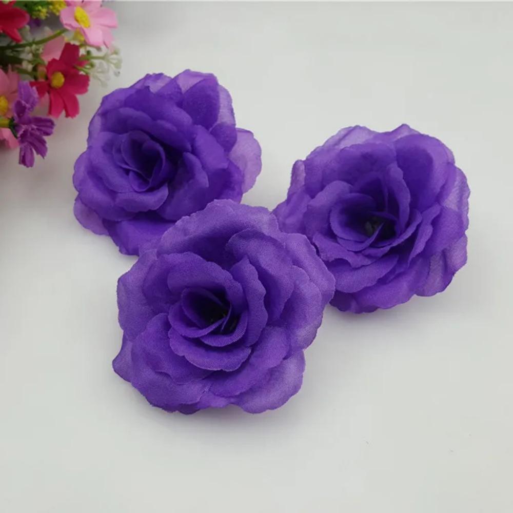 Can Mix Color 10PCS/Lot 8CM Yellow Artificial Rose Silk Flower Heads DIY Wedding Home Decoration Festive Party Supplies 17colors