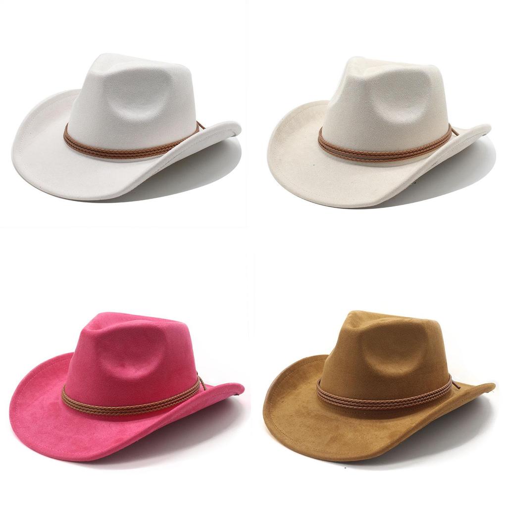 Ethnic Style Suede Felt Dress Hat With Wide Brim For Men Women Autumn Winter