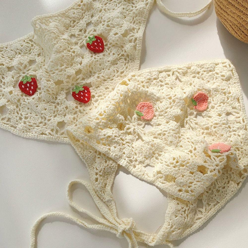 Sweet Floral Knitted Headband Flower Crochet Bandana Elegant Ethnic Style Turban  Children