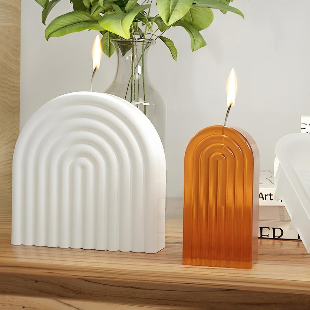 2Pcs Geometric Arch Candle Molds Reusable U-Shaped Silicone Mold Domed Candle Silicone Mold DIY Casting Epoxy Mold for Candle