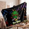 Teenage Mutant Ninja Turtles Personalized Flannel Blanket, Custom Printed Text Name, Warm Soft Blanket For Couch Bed