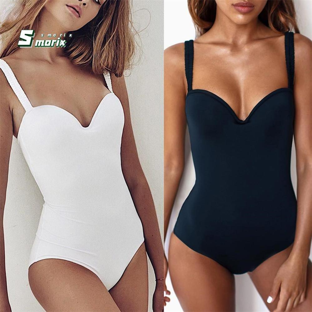 

2023 Женская мода сексуальный чистый цвет пуш-ап мягкий бюстгальтер пляжное бикини цельный купальник