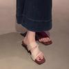 Vintage Wedge Sandals Square Head Open-toed High-heeled Cool Slippers