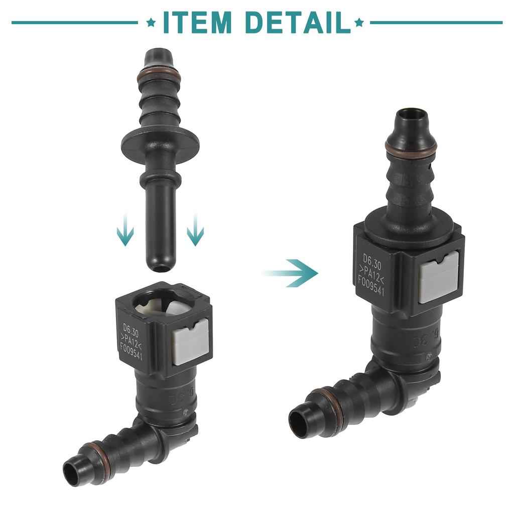ACROPIX Kraftstoffleitung Schlauch Schnellverschluss Kupplung Trennschlauch 1/4 6,3mm SAE-5/16 8mm 90 Grad Universal Nylon Schwarz 2 Stück