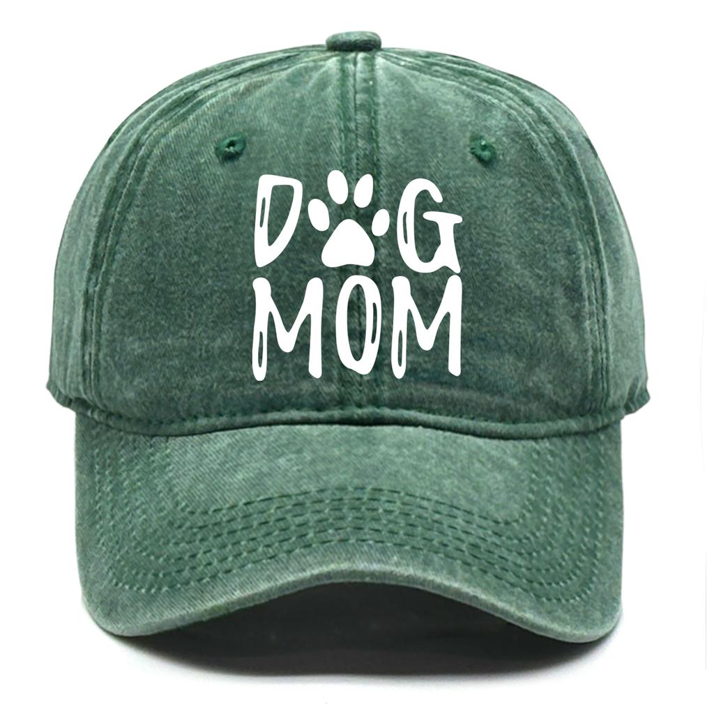 DOG MOM Print Adjustable Sun Hat Cotton Caps For Man Washed Retro Raw Brim Snapback Caps Ideal Choice For Casual Wear