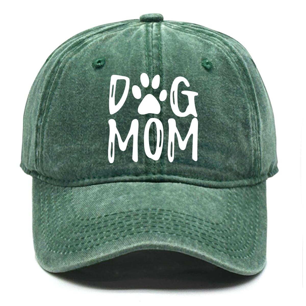 

DOG MOM Print Adjustable Sun Hat Cotton Caps For Man Washed Retro Raw Brim Snapback Caps Ideal Choice For Casual Wear