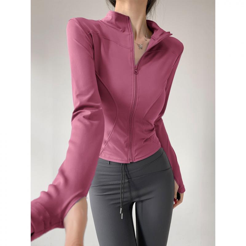 Pilates Fitness Jacket, Quick-dry Top, Stand-collar Yoga Suit, Women's Tight Slimming Waist-tightening Sports Top, Running Training