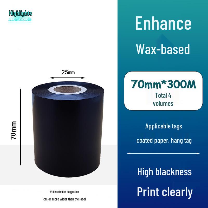 Hybrid Wax-Based Carbon Ribbon Roll for Printer Label Paper, Full Resin 80mm x 60m