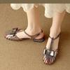 fashion 2024 New Fashion Women's Sandals Buckle Spring and Summer Square Toe Low Heel Big Toe Roman Sandals Zapatos De Mujer Shoes
