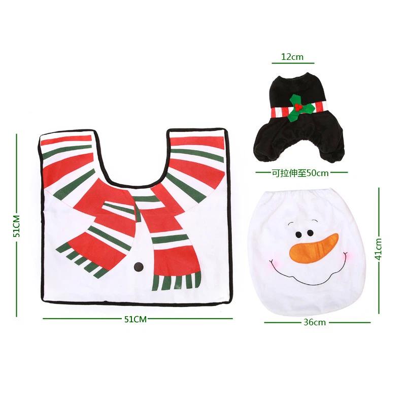 3Pc/Set Santa Claus Toilet Cover Creative Christmas Design Toilet Carpet Christmas Home Bathroom Decoration Snowman Toilet Cover