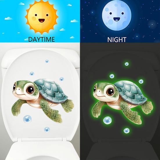 Yousheng Glow in The Dark Toilet Seat Sticker Sea Turtle Whale Bathroom Wall Decal under The Sea Ocean Sticker for Toilet Tank Lid