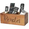 Acacia Wood TV Remote Holder, Caddy and Organizer for Table, Vintage Farmhouse Desk Caddy (Brown for 2 or 3 Remote Controls)