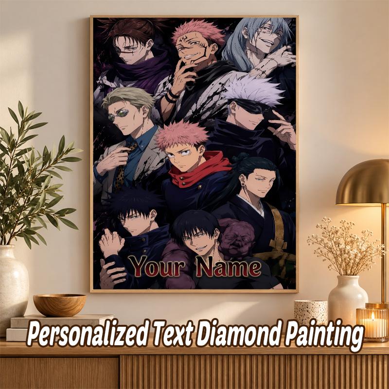 Jujutsu Kaisen Custom Name Text 5D Diamond Painting Kit DIY Full Drill Diamond Art Decoration
