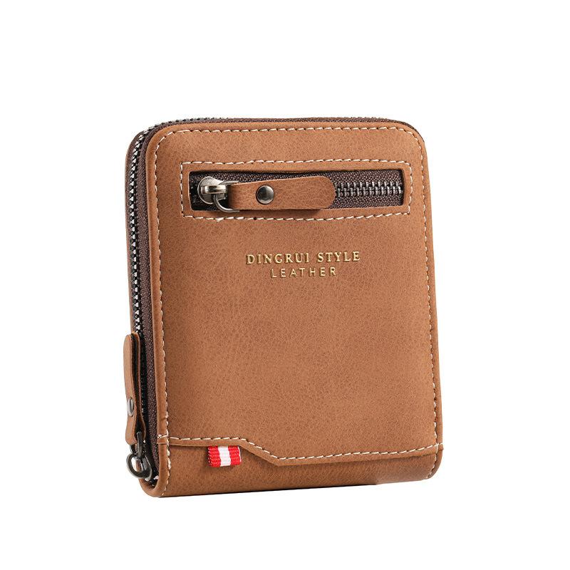 Schoolbag new business men's short wallet, multi-card large-capacity personalized zipper ID bag wallet