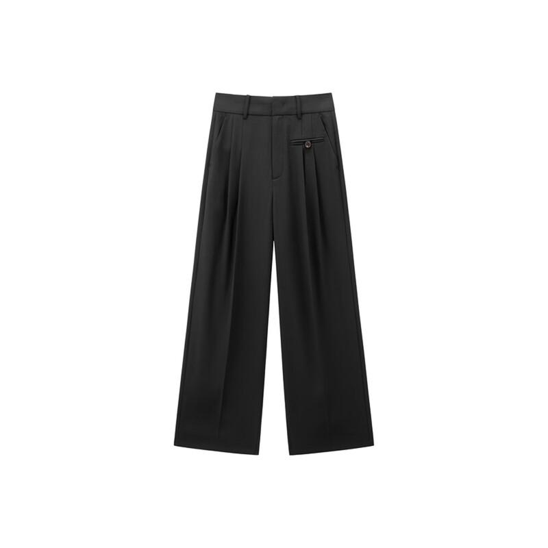 Peacebird Women's High-Waisted Straight-Leg Wide-Leg Casual Pants