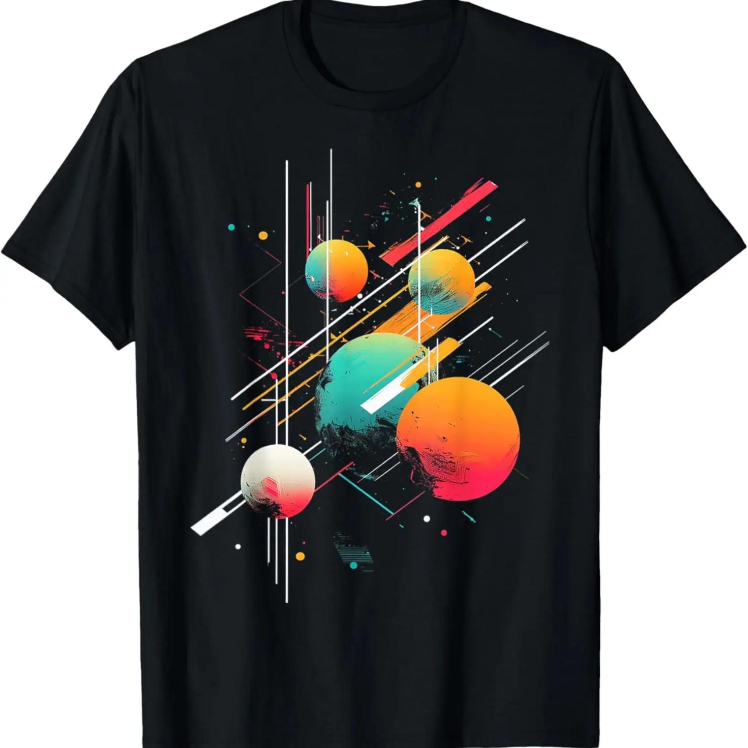 Planet Polygon Art Geometric Colorful Graphic Planet T-Shirt S чёрный