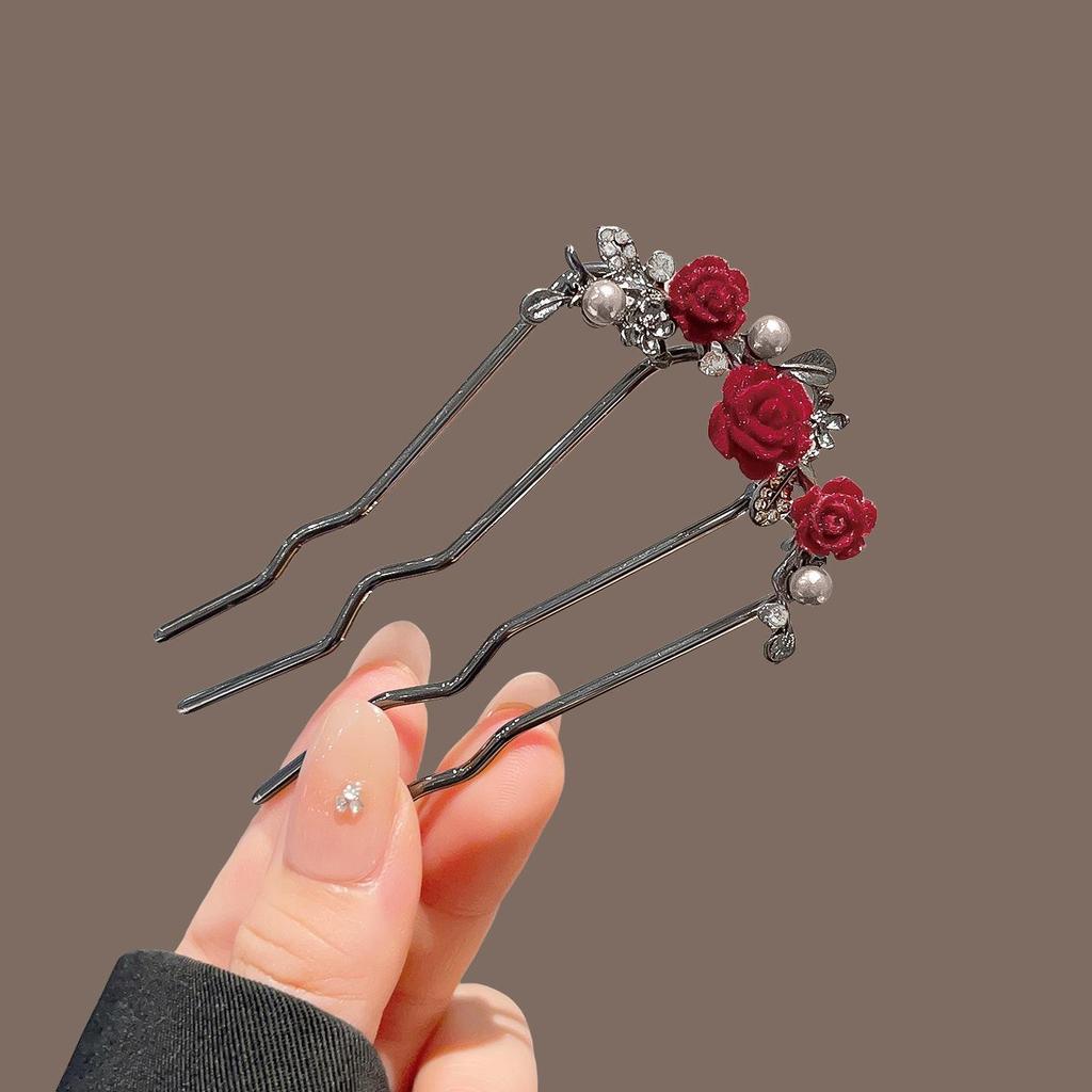 Elegant Pearl U-shaped Hairpin for Women - New Chinese Style Updo Accessory 2025