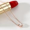 Korean-Style Rose Gold Titanium Steel Necklace with Single Diamond Choker