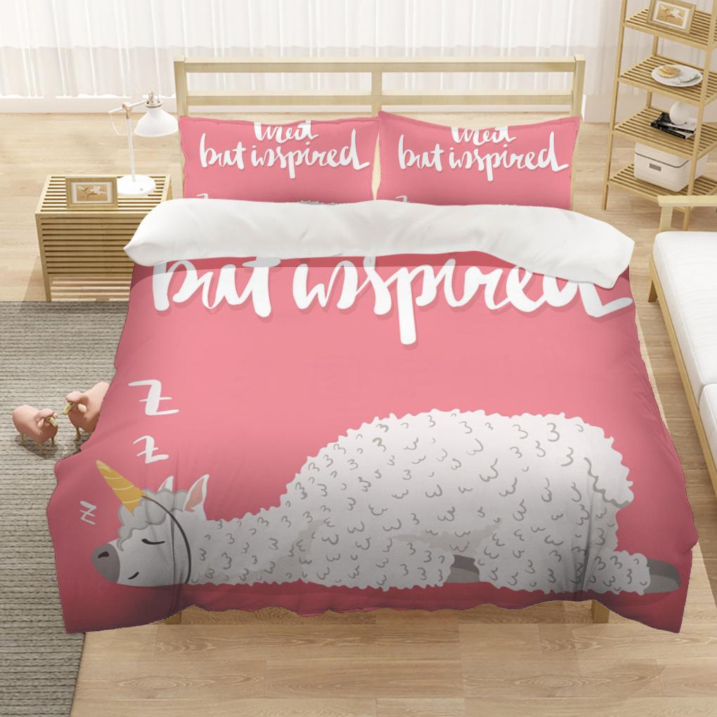 Alpaca Duvet Cover King/Queen Size Alpacas In Love Pattern Bedding Set Black White Argentina Animal 2/3pcs Polyester Quilt Cover
